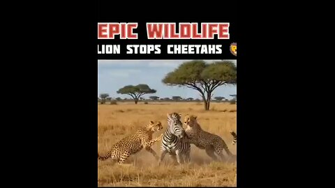 Lion saves Zebra from two cheetahs