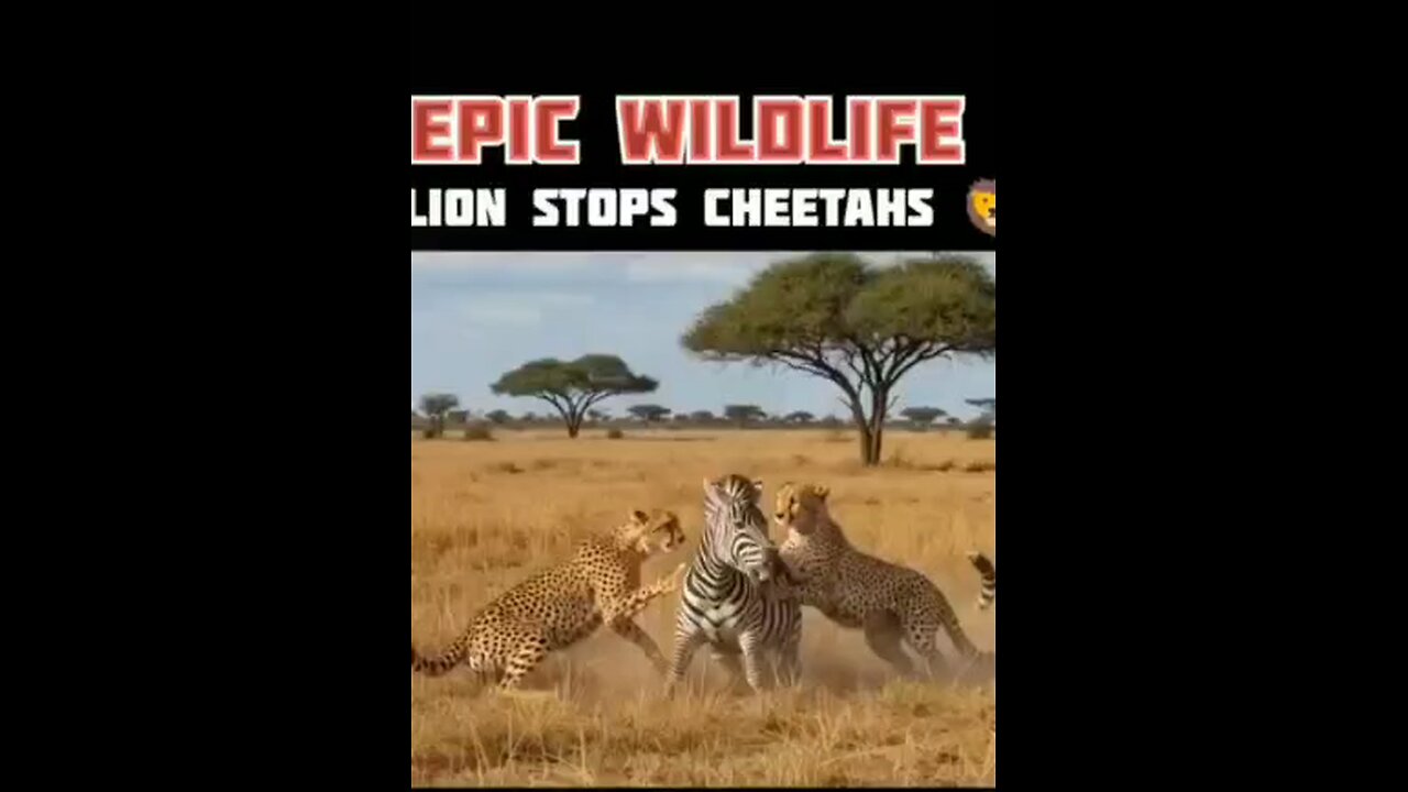 Lion saves Zebra from two cheetahs