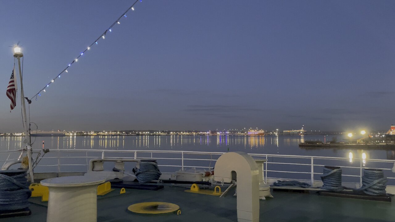 Dawn breaks at the Port of Baltimore