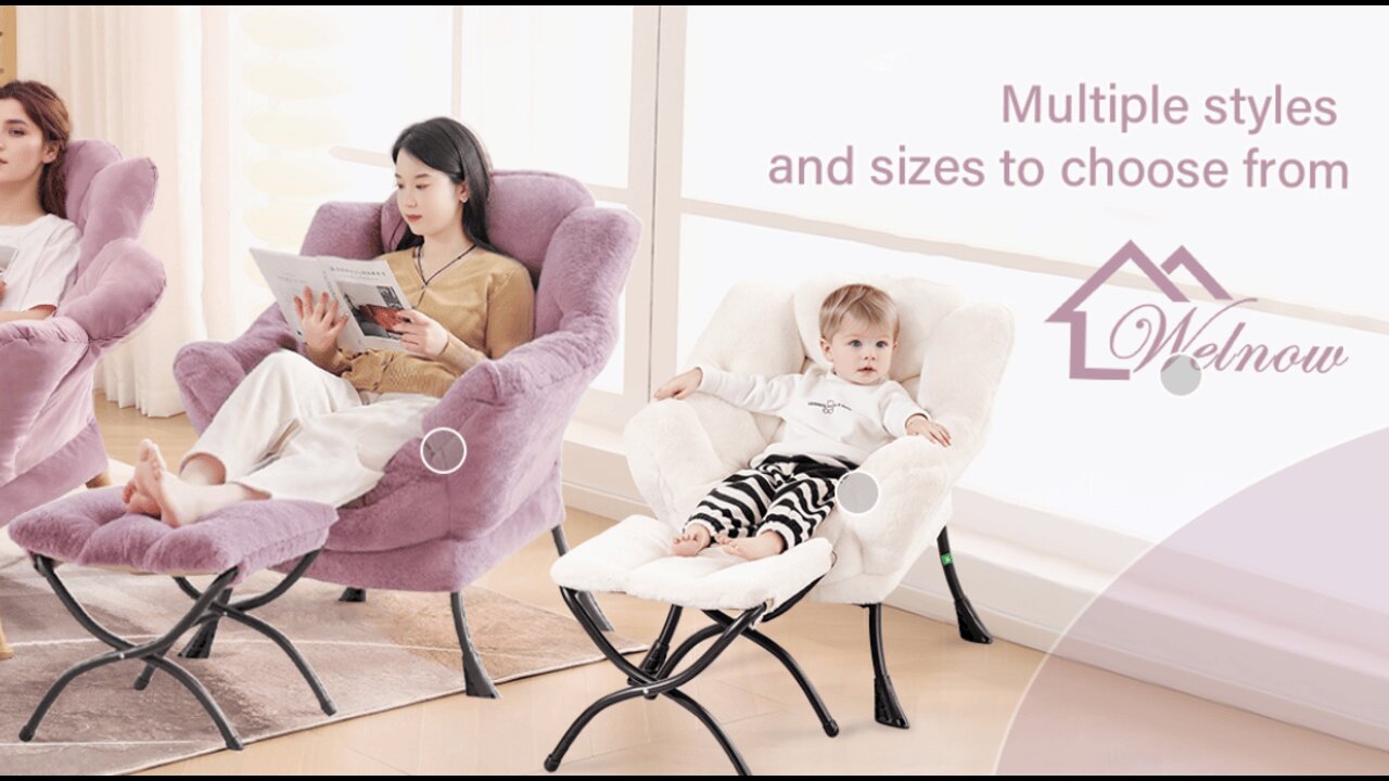 Welnow Lazy Chair with Ottoman, Modern Lounge
