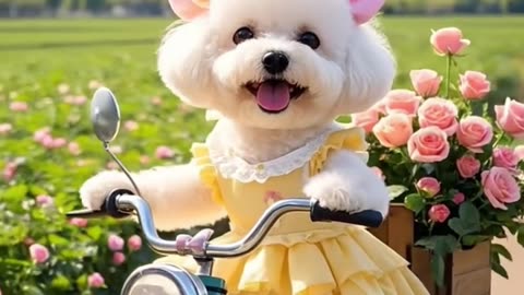 Little Dog Strolls Through a Beautiful Flower Garden - AI Video" 🌸🐶✨