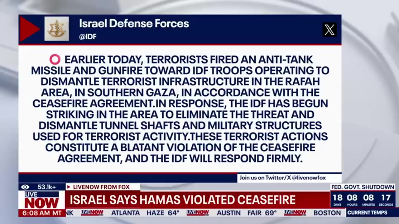 Israel accuses Hamas of attacking Israeli forces in Gaza LiveNOW from FOX