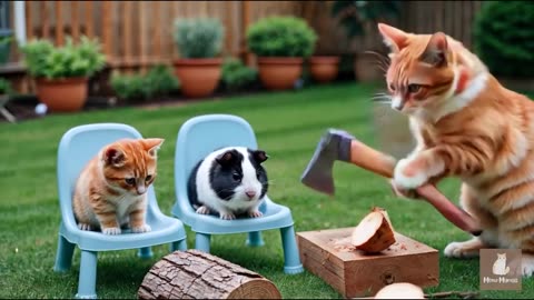 Mama Cat Trims Fur on the Farm and Makes Tiger Hat For Kittens At Home🐾🎩🐯_24