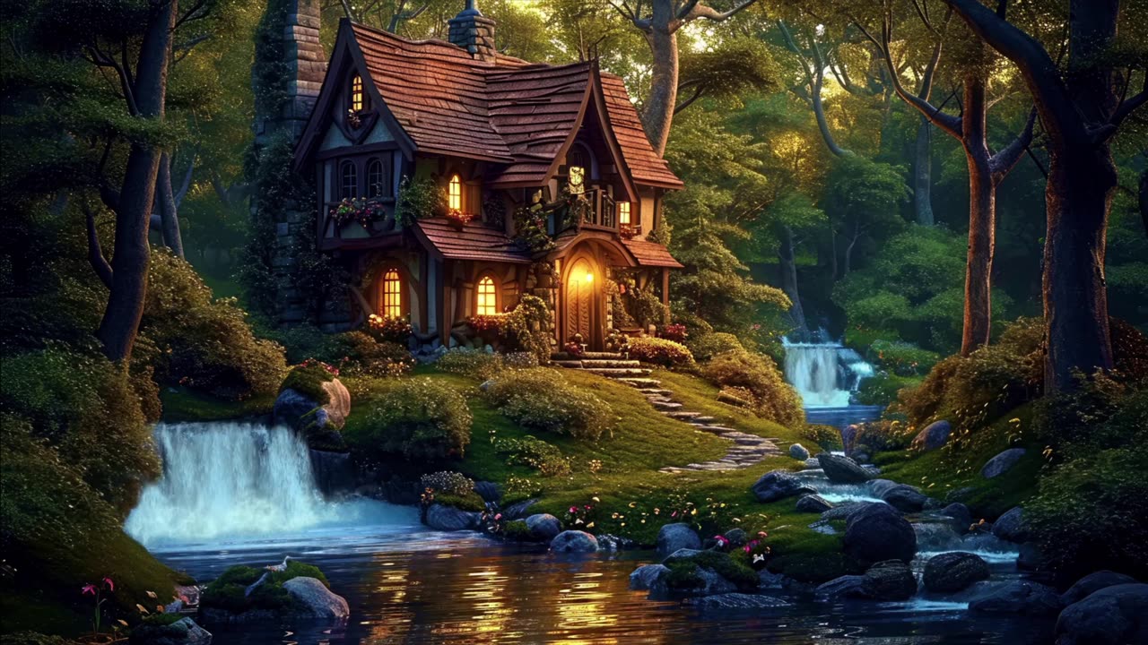 Relaxing Bird Sound With Waterfall