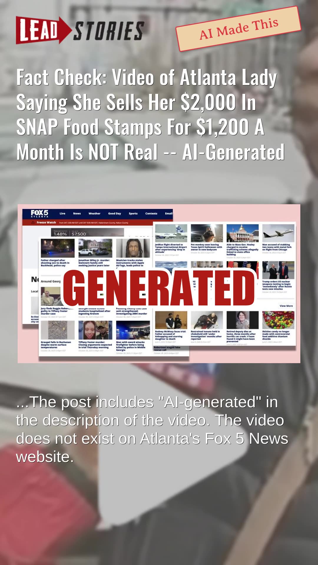 Fact Check: Video of Atlanta Lady Selling $2,000 In SNAP Food Stamps For $1,200 Month NOT Real