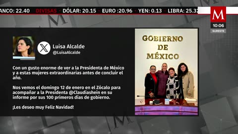 Claudia Sheinbaum se reúne con Luisa María Alcalde previo a fin de año