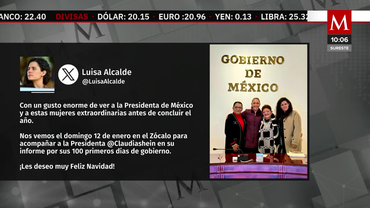 Claudia Sheinbaum se reúne con Luisa María Alcalde previo a fin de año