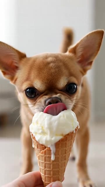 Chihuahua eating Ice Cream