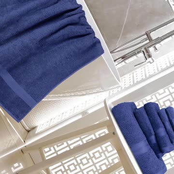 Basics 6 Piece Oversized Fade resistant Towel set, 100% Cotton towels for bathroom, soft