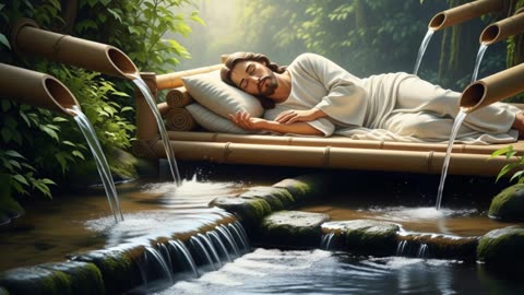 “Divine Serenity – Jesus Sleeping Above Crystal Water 8K Bamboo Forest Relaxing Music”