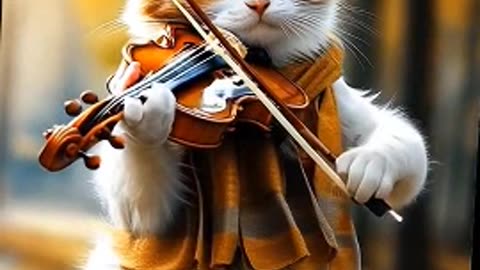 Magical Melody: A Cat Mastering an Instrument