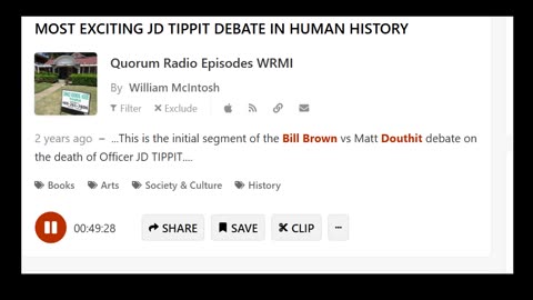 Douthit Debates Bill Brown, Govt Theorist, on the Tippit Event