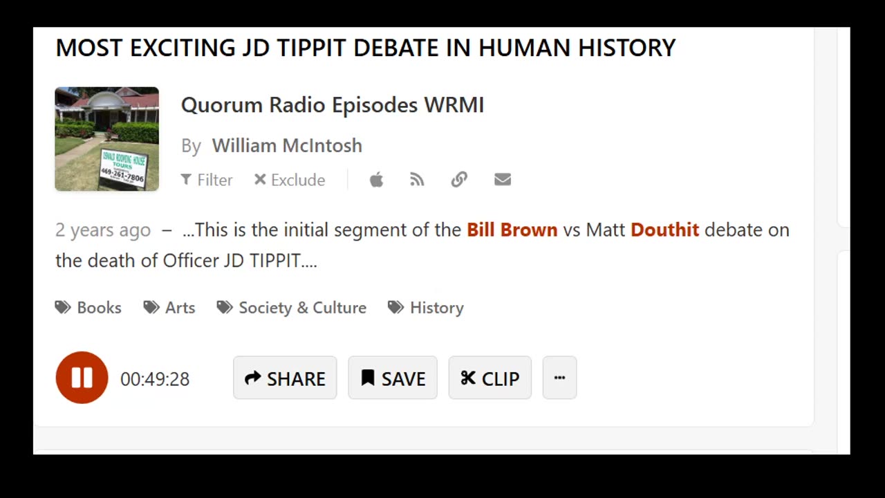 Douthit Debates Bill Brown, Govt Theorist, on the Tippit Event
