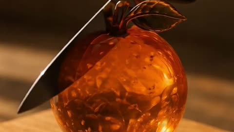 Glass Orange Cutting ASMR 🍊✨ | Crystal Knife Sounds, Juicy Pulp & Satisfying Relaxation