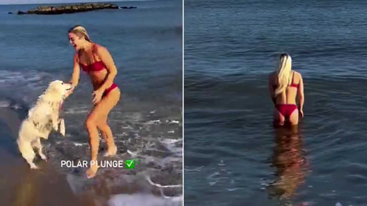 Olivia Dunne stuns as she takes a polar plunge in red bikini