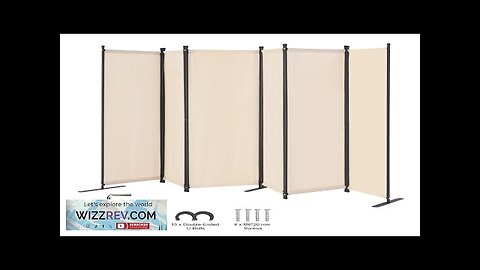 Room Divider 6 Panel Fabric Room Privacy Screen for Office Bedroom Beige Review