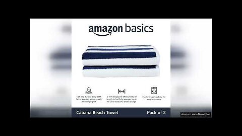 Amazon Basics Cabana Stripe Beach Towel, 2-Pack, Navy Blue, 59.84" L x Review