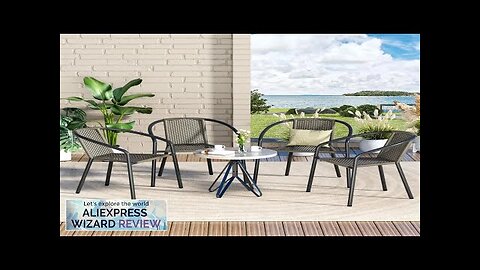 Patio Dining Chairs Set of 4 Outdoor Rattan Stackable Chairs Metal Heavy Review