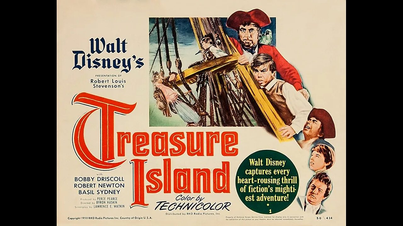 Robert Louis Stevenson's Treasure Island, Adventure 1950. Bobby Driscoll, Robert Newton, Basil Sydney, Finlay Currie
