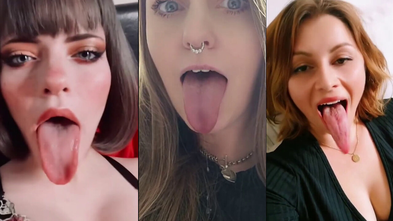 Girl Long Tongue ‐ Big bank tiktok challenge ❤️ClipchampGirls 2025