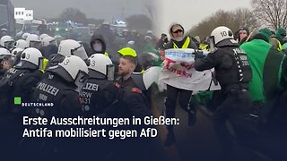 Erste Ausschreitungen in Gießen: Antifa mobilisiert gegen AfD