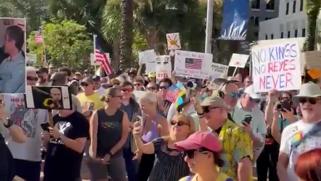 The crowd at the #NoKings protest in Orlando is growing so large