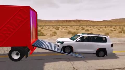 Flatbed Truck Mcqueen _ Transportation with Truck - Pothole vs Car