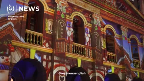 Christmas illuminations light up central Hong Kong