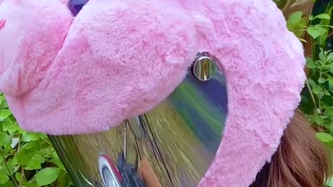 She turned her old helmet into the cutest plush piggy ever 🔥