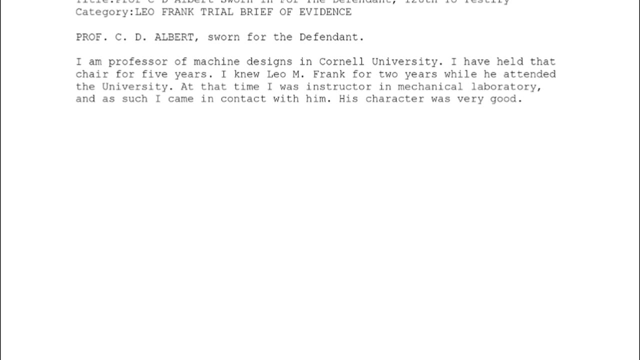 PROF C D ALBERT, Sworn In For The Defendant, 128th To Testify