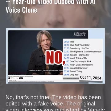 Fact Check: Video Of Keith Urban Saying "Nicole Cheated" Is NOT Real -- Dubbed With AI Voice Clone