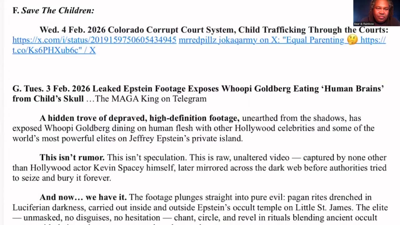 Leaked Epstein Footage Exposes Whoopi Goldberg Eating 'Human Brains' from Child's Skull