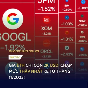 Giá ETH chỉ còn 2k USD. Chạm mức thấp nhất kể từ tháng 11/2023! - iblockchain.edu.vn