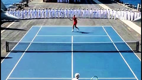 Playing tennis on an aircraft carrier