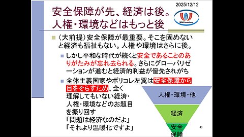 投資戦略動画（公開用）20251212 西側は商売のつもりでも中国は戦争を仕掛けていることに気付け！安全保障は経済に優先する。道徳を持たない中国共産党は恐ろしい。
