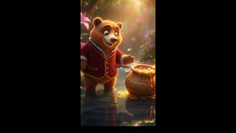Bear's Regret A bear found a jar of honey in the river