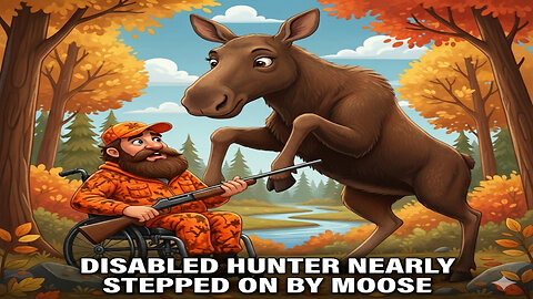 Disabled Hunter nearly stepped on by Moose