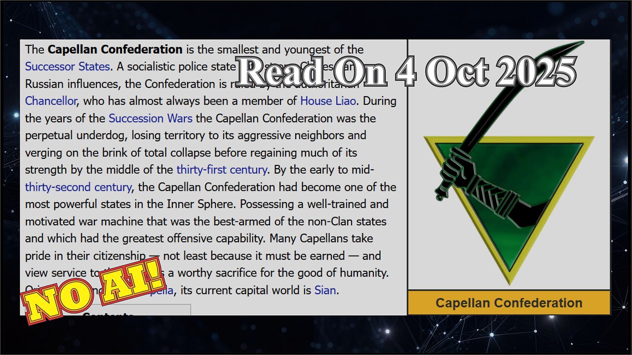 Capellan Confederation (No AI) - 4 October 2025