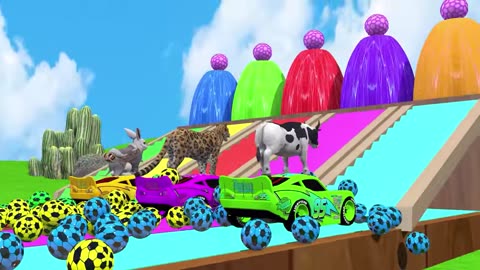 Paint _ Animals Cow,Antelope,Chicken,Sheep,Tiger Fountain Crossing Transformation Animal Cartoon