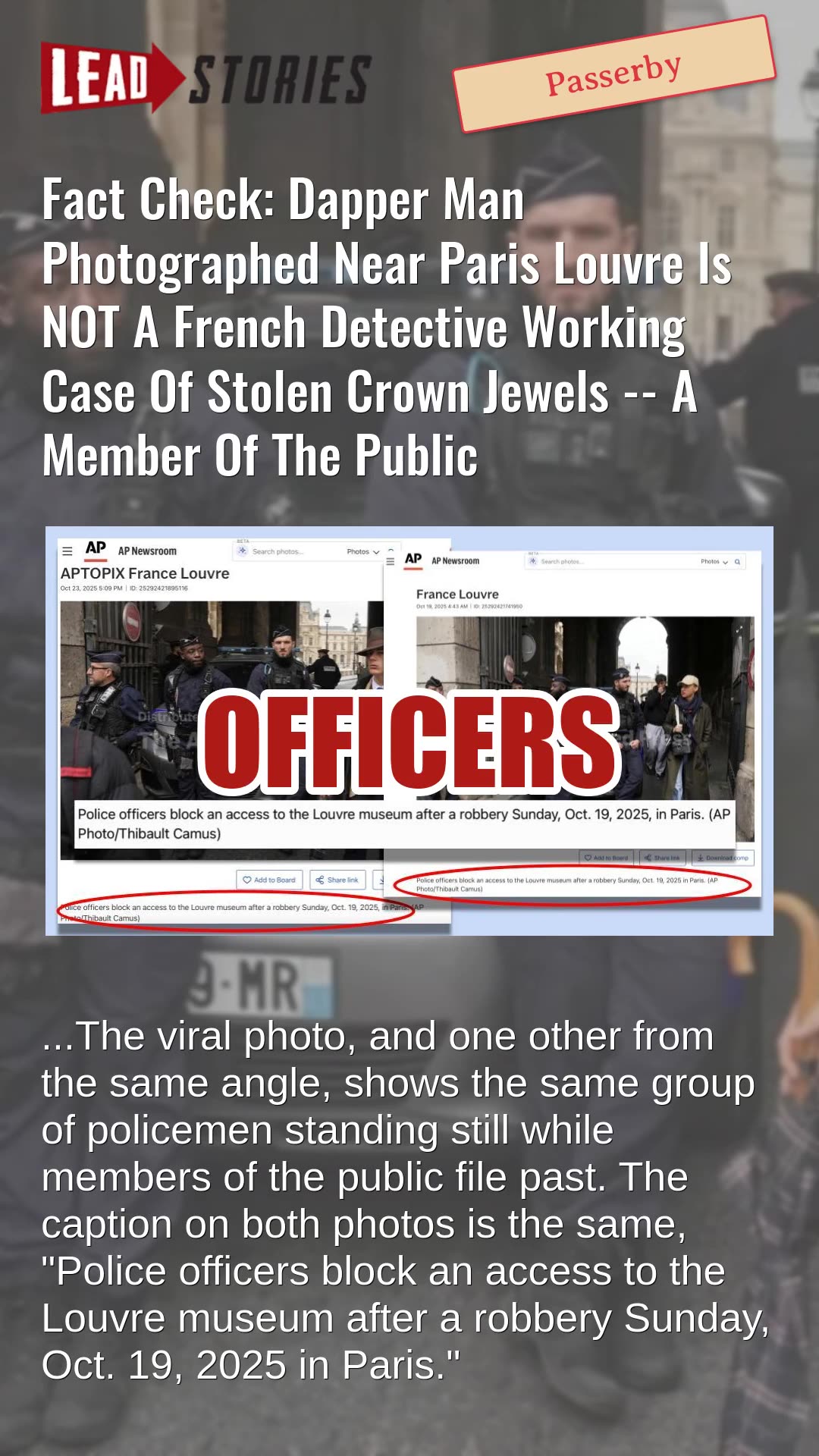 Fact Check: Dapper Man Near Paris Louvre Is NOT French Detective Working Case Of Stolen Crown Jewels