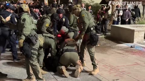 Multiple arrests Sunday evening in front of the Portland ICE building. Antifa militants and far-left 