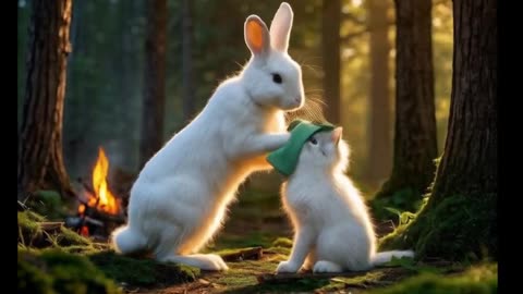 #whait cat cute rabbit EPIC animal