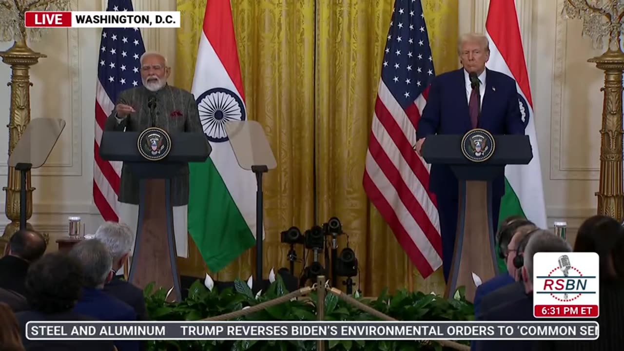 RSBN President Trump Holds a Press Conference with Indian PM Modi in The East Room 2-13-25