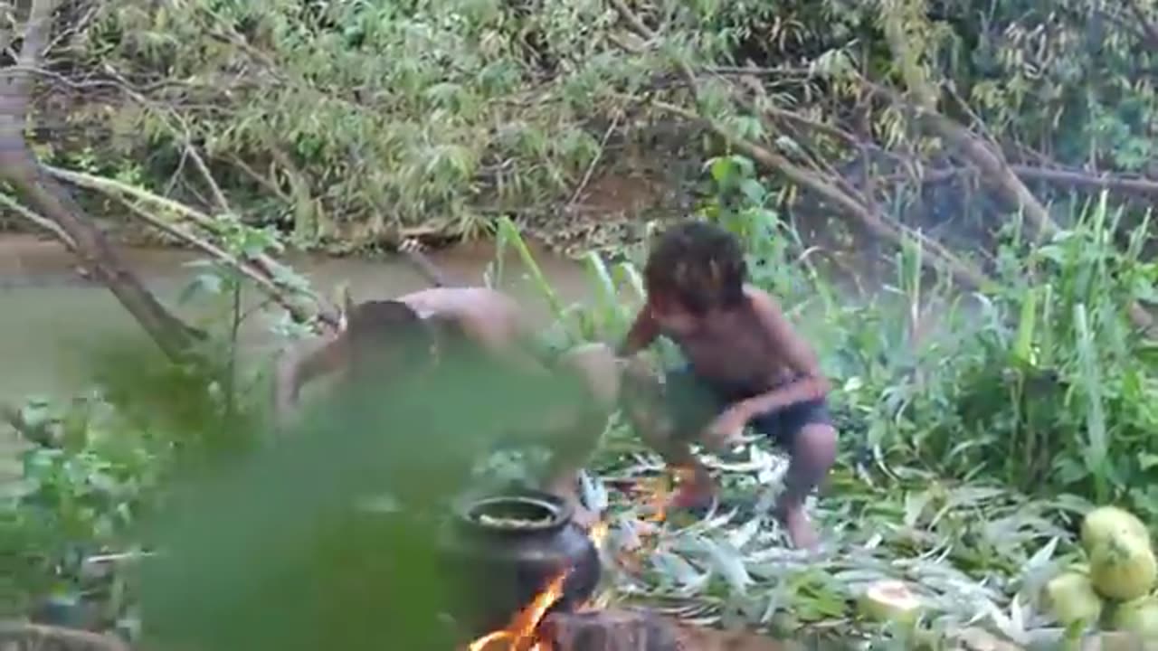 Primitive Technology - Kmeng Prey - Cooking Snails With Coconut