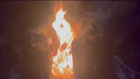 Burning one of our pine tree stumps
