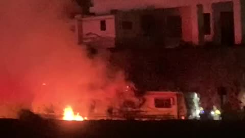 Camper-trailer fire in Las Vegas