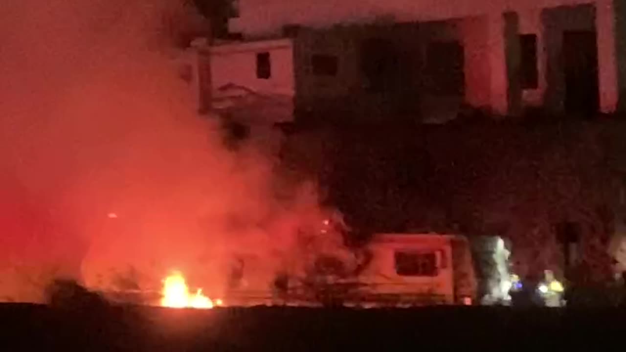 Camper-trailer fire in Las Vegas