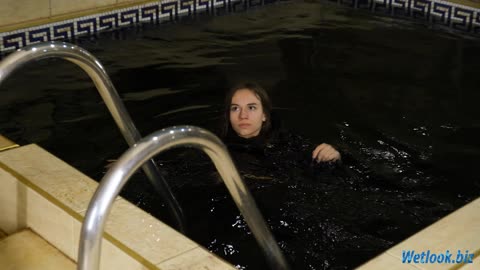 Carla Wetlook in Puma Hoodie and Leggings | Fully Clothed Pool Fun