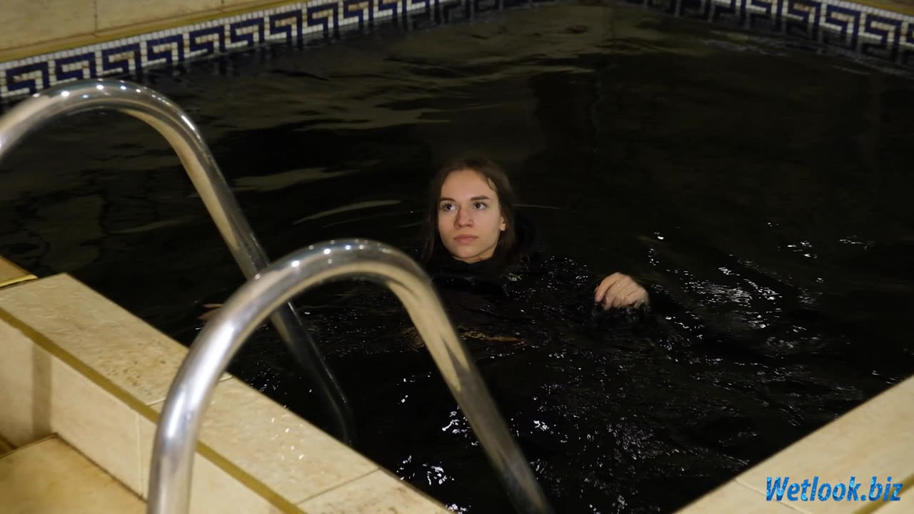 Carla Wetlook in Puma Hoodie and Leggings | Fully Clothed Pool Fun