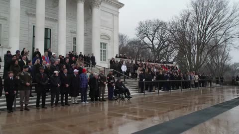 Donald Trump lays wreath at Arlington Cemetery in Washington DC